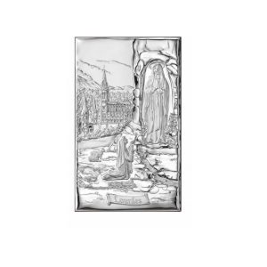 Quadretto Madonna di Lourdes in lastra d'argento