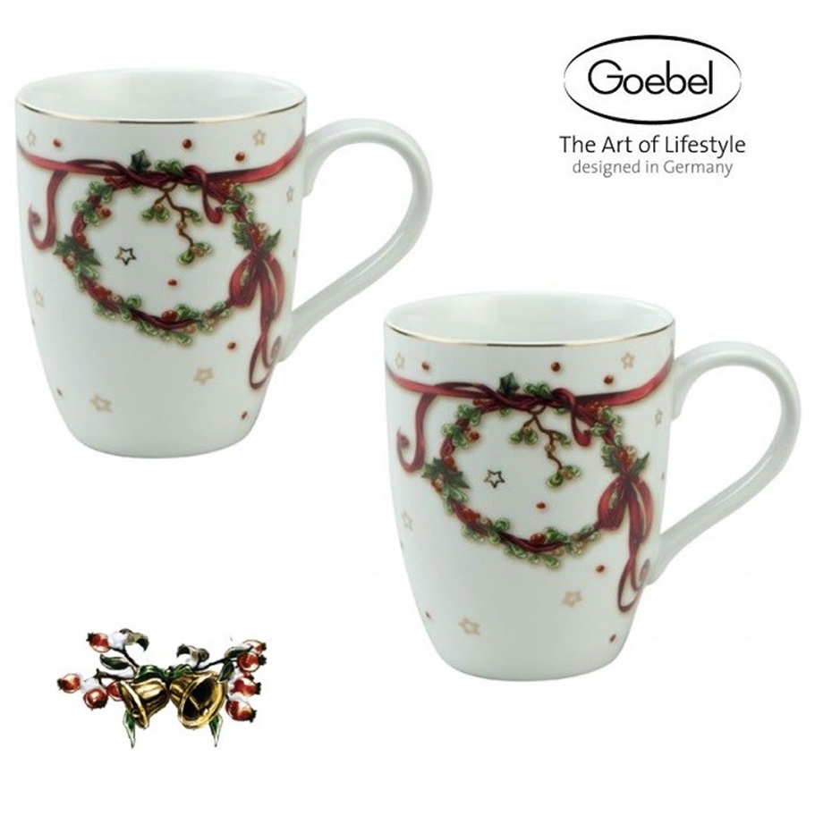 Set 2 Mug in fine porcellana decoro natalizio Goebel Porzelan