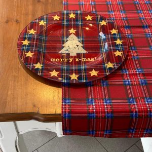 Set 2 pezzi centrotavola piatto panettone e runner disegno Tartan