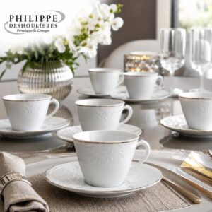 Servizio da 12 Tazzine Caffè Philippe Deshoulières in Porcellana di Limoges