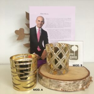 Bicchiere porta candela profumata in cristallo molato dorato Enzo Miccio