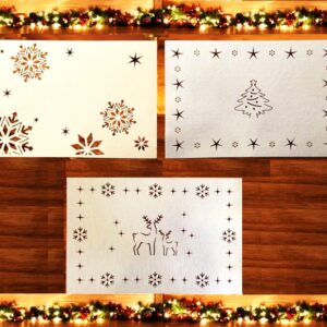 Set 6 tovagliette americane in pannolenci beige natalizie