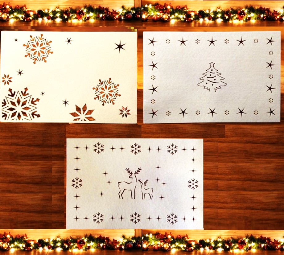 Set 6 tovagliette americane in pannolenci beige natalizie