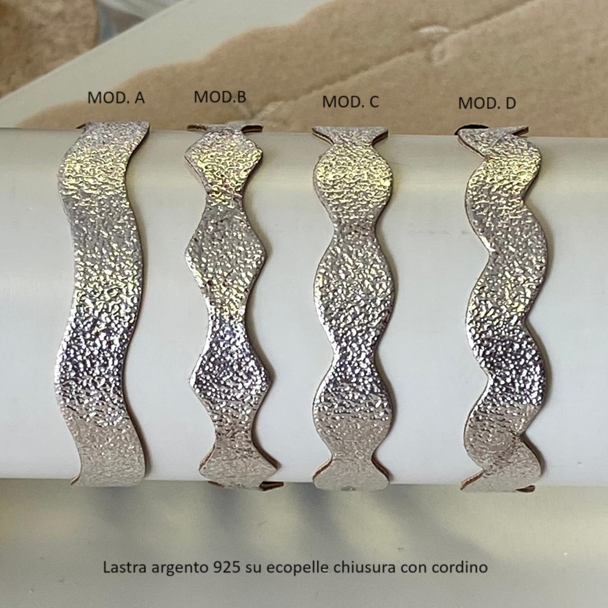 Bracciale in argento 925%o ed ecopelle