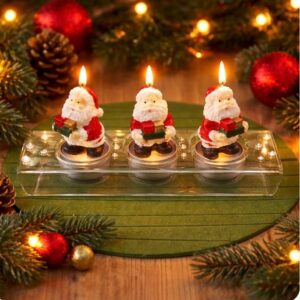 Porta candele Natalizio con candele Babbo Natale