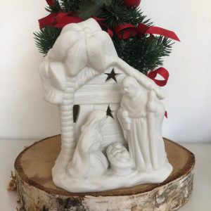 Presepe natività in porcellana bianca satinata con luci Led