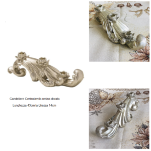 Candeliere Centrotavola in resina color Champagne Modello Foglia