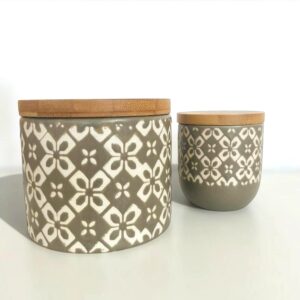 Barattoli in ceramica con coperchio in legno Linea Mikonos