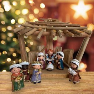 Presepe 9 pezzi con capanna Natale