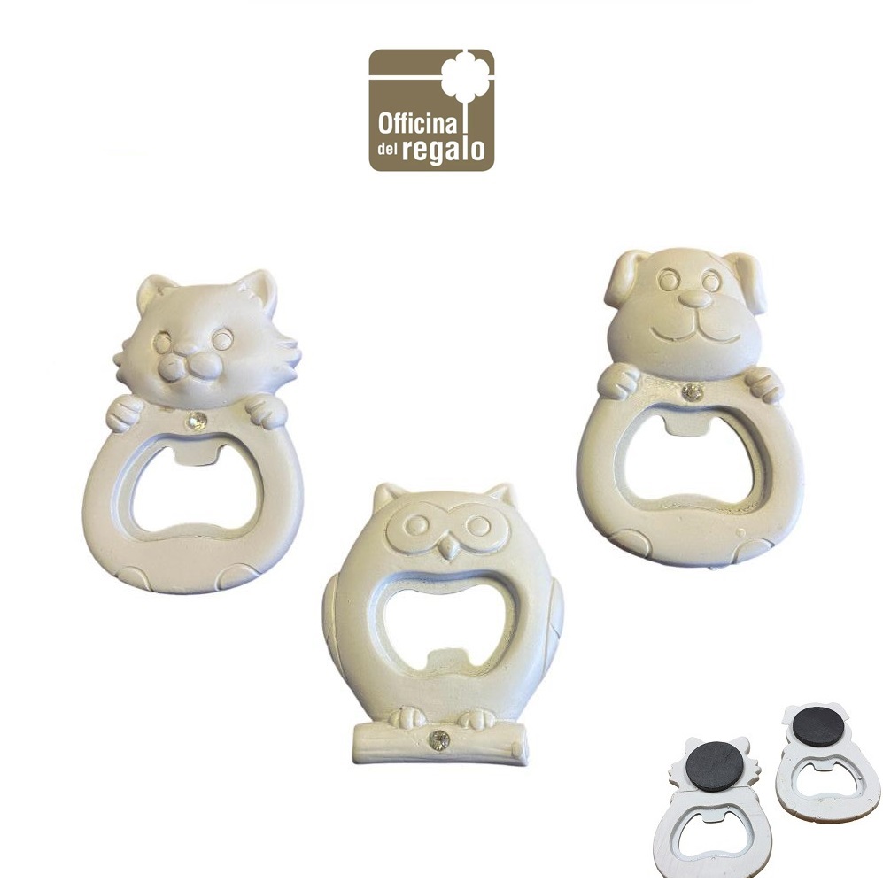 Apribottiglia cane gatto gufetto con calamita