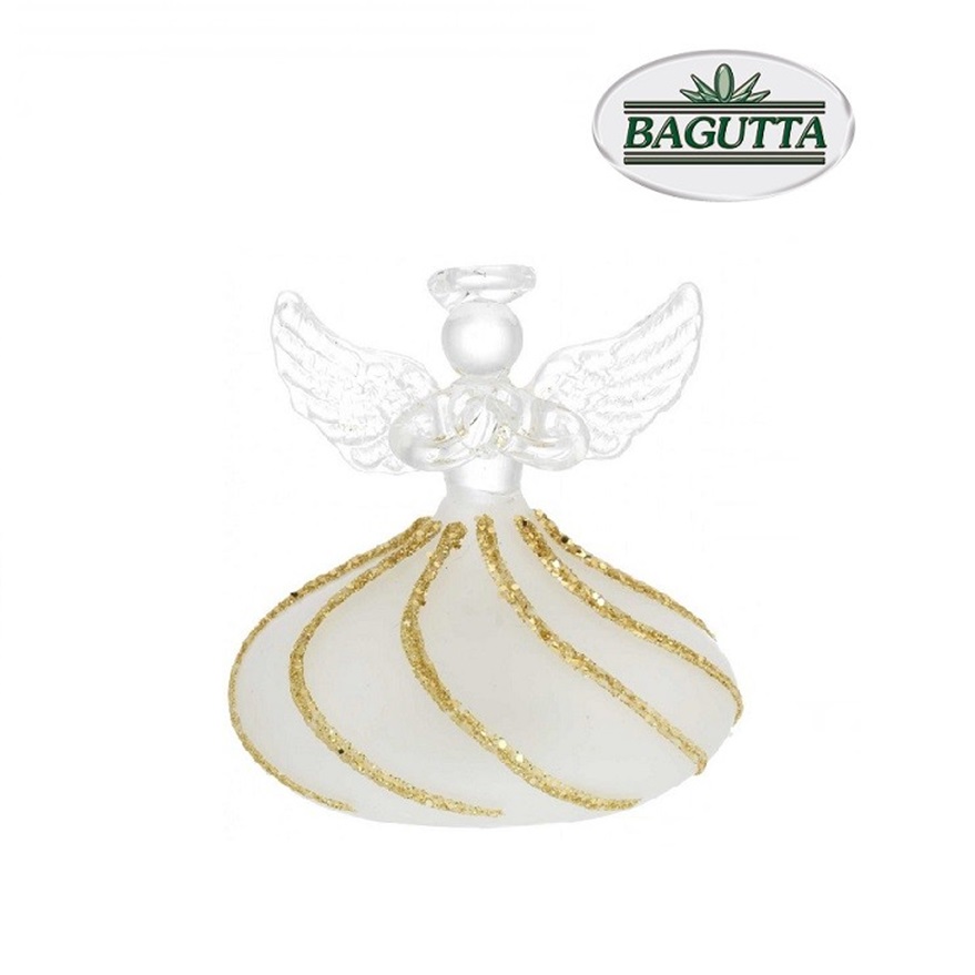 Angelo panciuto in vetro soffiato con glitter oro e luce Led BAGUTTA