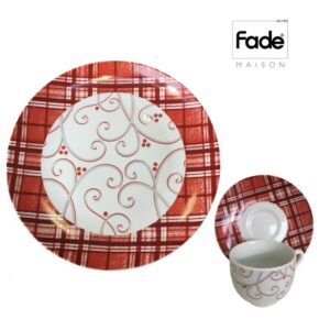 Servizio 6 Tazzine Caffè con Piatto Dolce in porcellana FADE