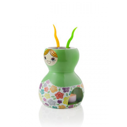 TIENIMI CALDO BAMBOLA VERDE SET 3 PZ CERAMICA/INOX+