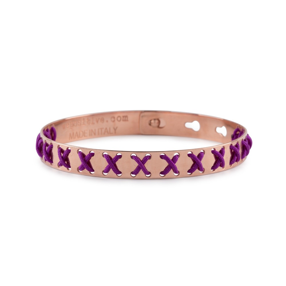 Bracciale We Positive FRIENDS Cross color Oro Rosa c/Viola
