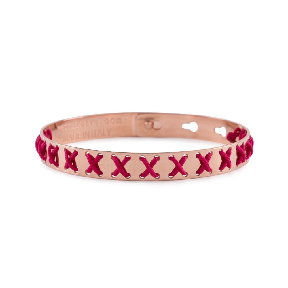 Bracciale We Positive FRIENDS Cross color Oro Rosa c/FUXIA