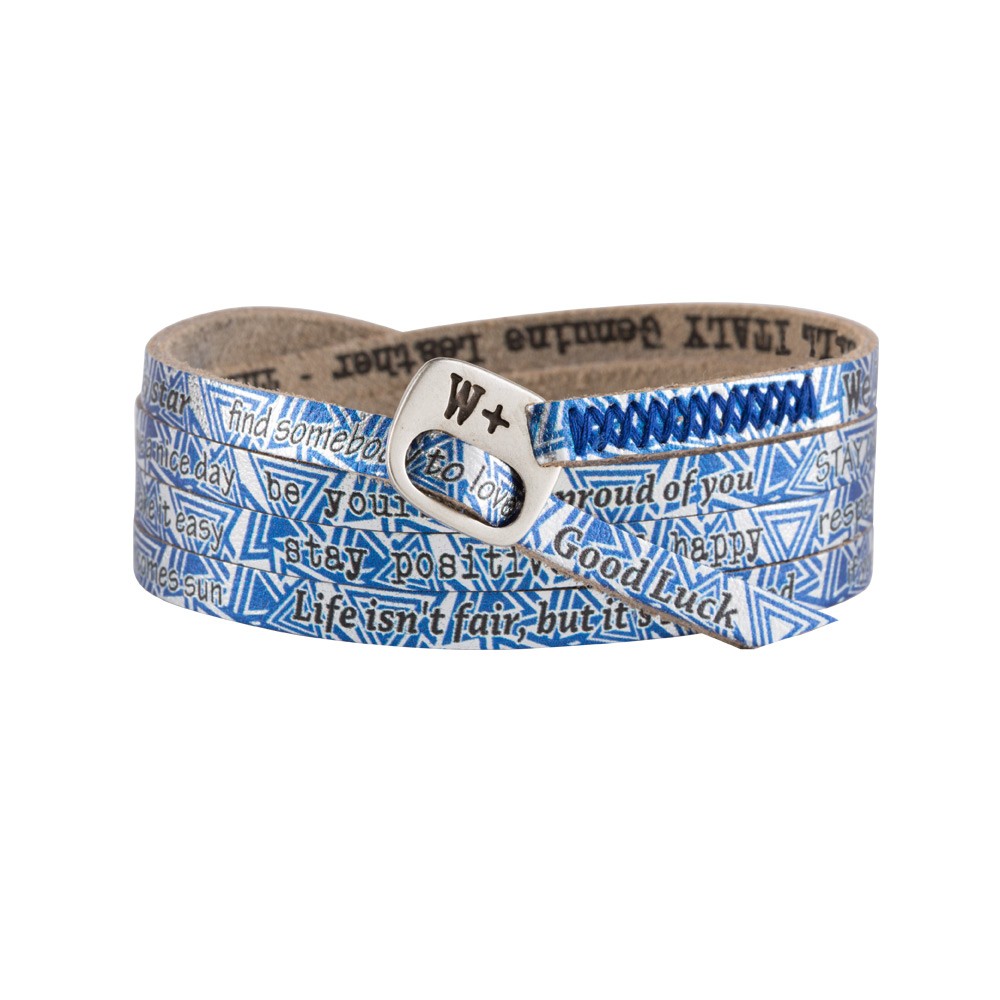 Bracciale WE POSITIVE PRINTED triangoli COL.SILVER BLU
