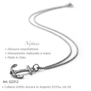 Collana Girocollo Uomo con Ancora in Argento 925