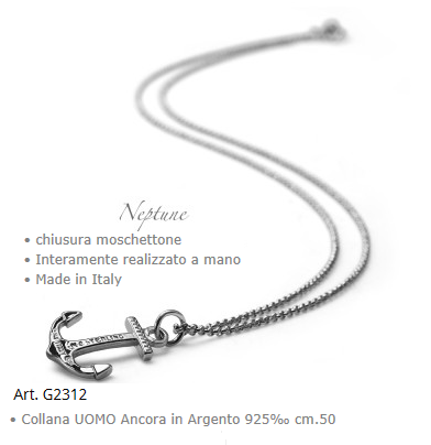 Collana Girocollo Uomo con Ancora in Argento 925