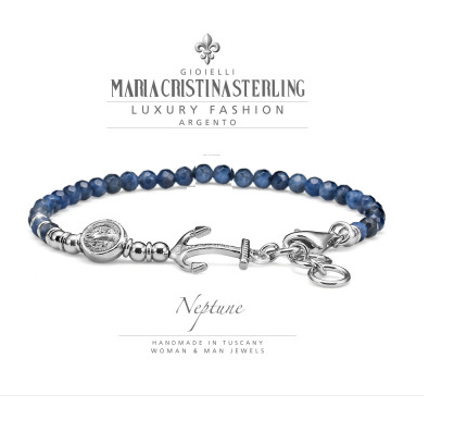 Bracciale UOMO Ancora in Argento 925‰ e pietra sodalite