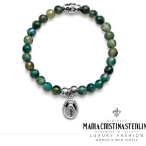 Bracciale elastico DONNA in Argento 925‰ con Agata Muschiata Linea My Saint