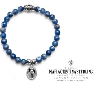 Bracciale elastico DONNA in Argento 925‰ con sodalite Linea My Saint