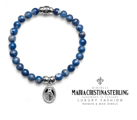 Bracciale  elastico DONNA in Argento 925‰ con sodalite Linea My Saint