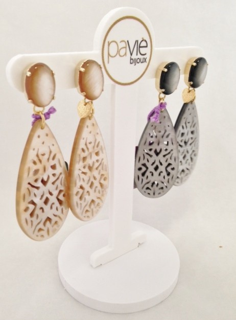 Orecchini a goccia traforata con toppa ovale PAVIE' BIJOUX