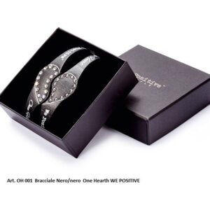 Bracciale One Hearth nero in pelle WE POSITIVE