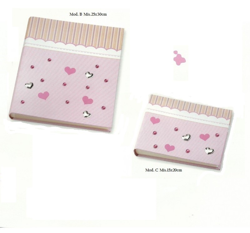 Album foto Rosa con applic. cuori argento ITS