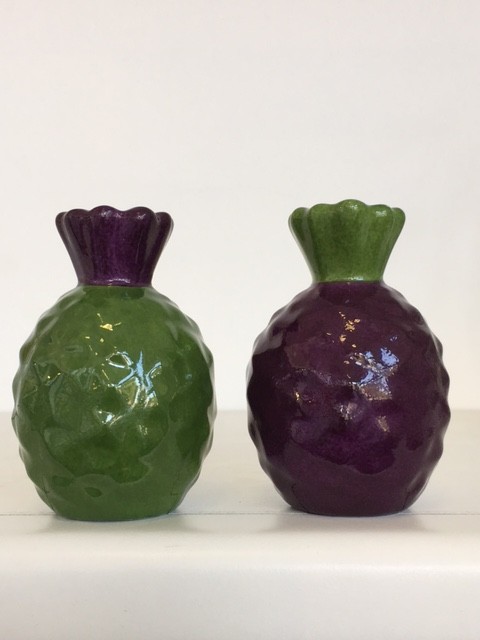 Coppia sale e pepe Ananas in porcellana Sarah Anderson Paris