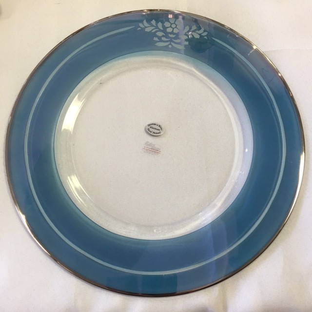Centrotavola piatto d. 35 cristallo colorato con argento
