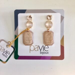 Orecchini pendenti cipria oro rosa rettangolo scratch Paviè Bijoux