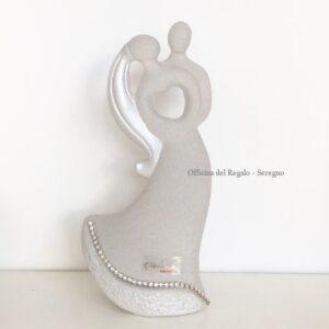 Statua coppia cuore in gres con strass e scatola regalo