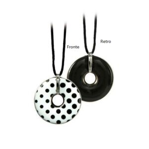 Collana con ciondolo in porcellana pois neri su bianco GOEBEL BIJOUX