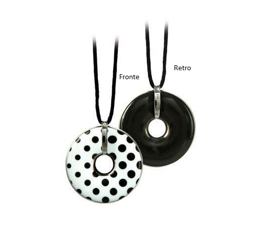 Collana con ciondolo in porcellana pois neri su bianco GOEBEL BIJOUX