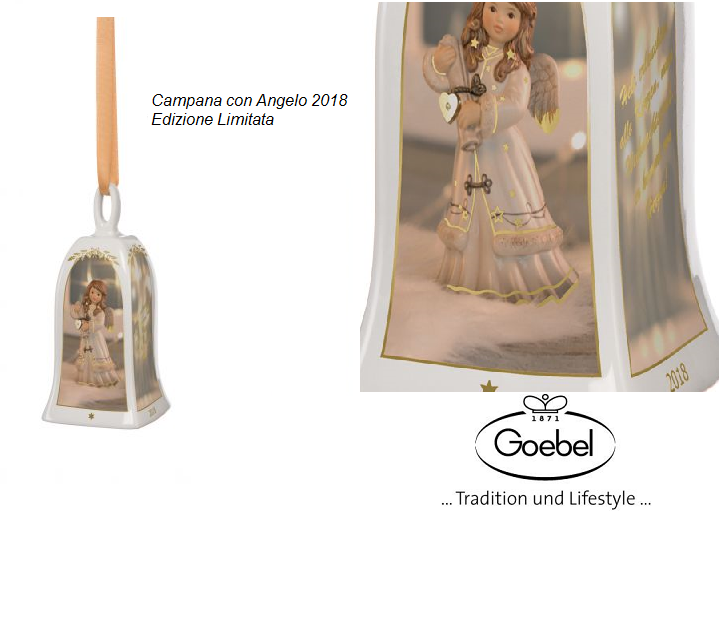 Campana con angelo in porcellana Edizione Limitata 2018 GOEBEL NATALE