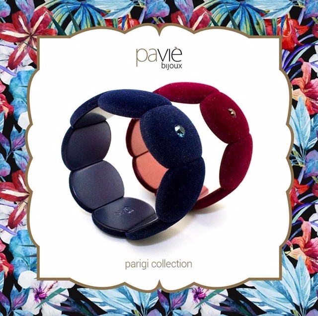 Bracciale elastico con tessere in velluto PAVIE' BIJOUX