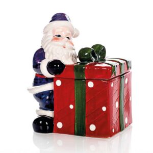 Scatola in porcellana smaltata Babbo Natale con dono