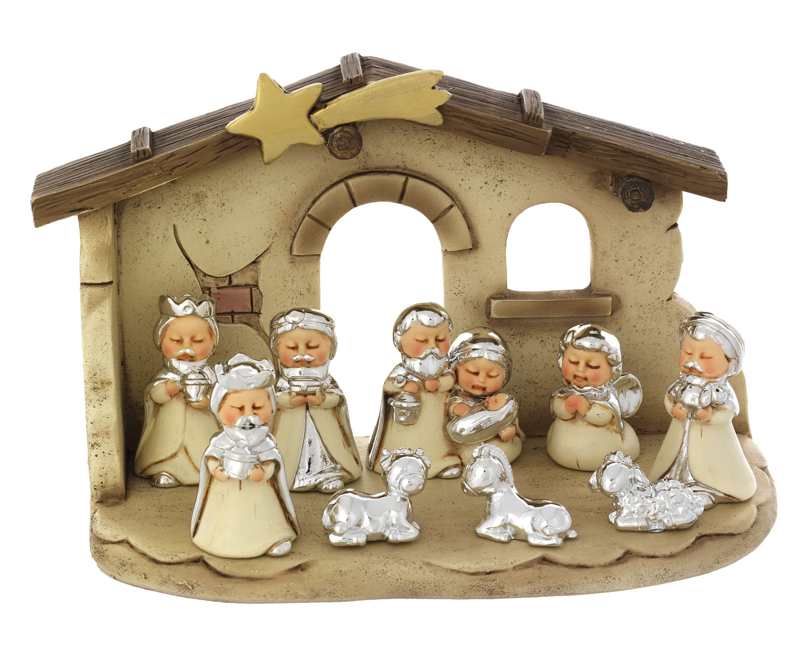 Presepe 9 pezzi con Capanna Bagutta Natale