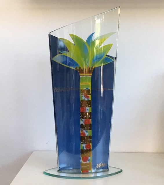 Vaso in vetro decoro Palma
