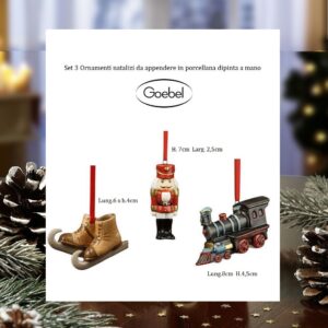 Set 3 Ornamenti Natalizi Locomotiva Pattini Schiaccianoci Goebel Natale
