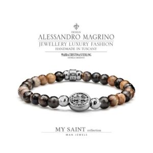 Bracciale elastico argento e agata marrone Maria Cristina Sterling
