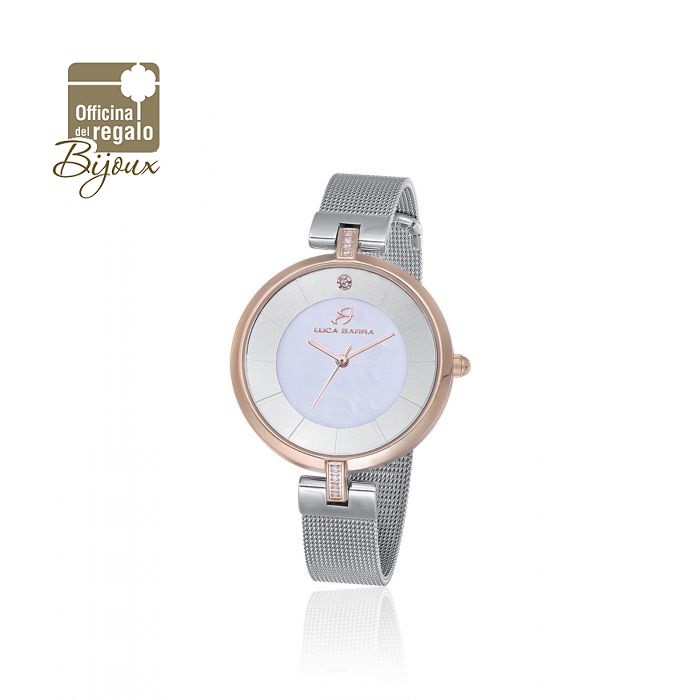 Orologio Donna Rosé con maglia Milano in acciaio Silver Luca Barra