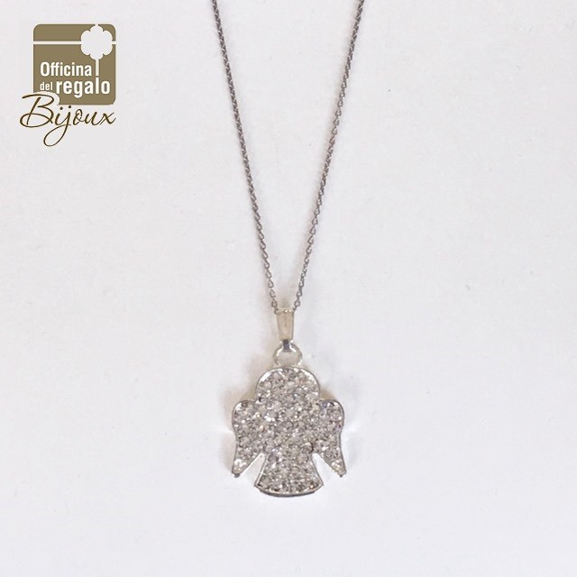 Collana girocollo con ciondolo Angelo con strass