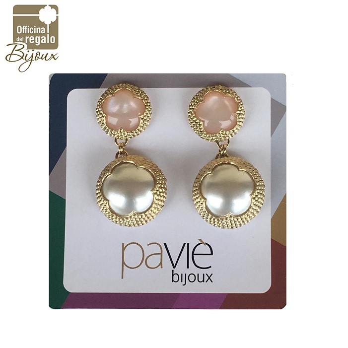 Orecchini pendenti avorio e rosa antico Pavié Bijoux