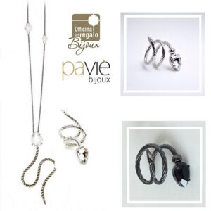 Collana lunga con ciondolo serpente e goccia swarovsky Paviè Bijoux