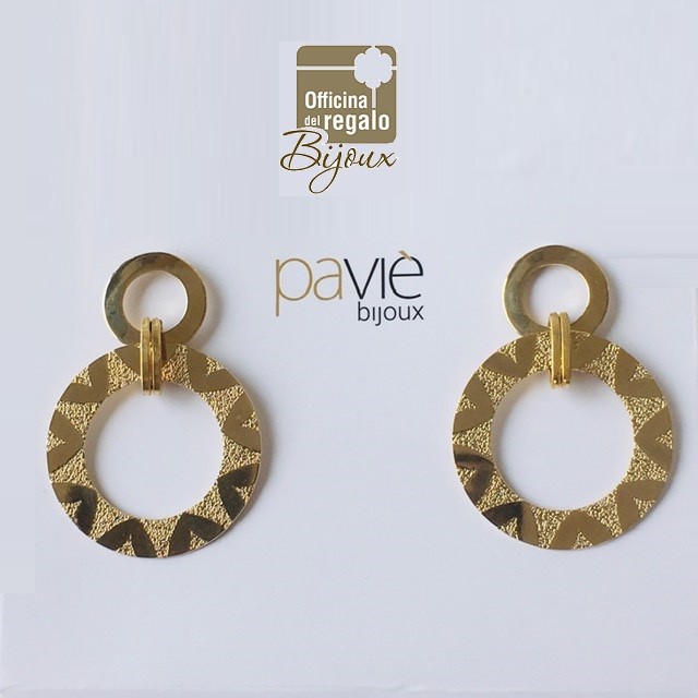 Orecchini doppio cerchio in metallo dorato Paviè Bijoux
