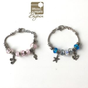 Bracciale morbido in metallo con charm in vetro colorato