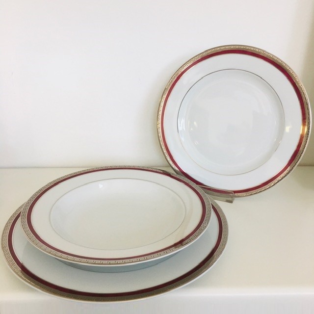 Servizio di Piatti Athos red e Platino 40 pz Philippe Deshoulieres