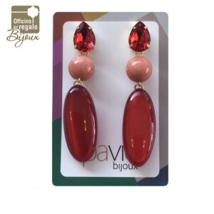Orecchini pendenti a goccia bordeaux e cipria Paviè Bijoux